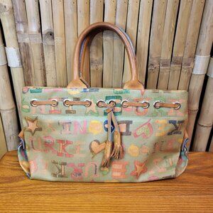 Dooney & Bourke Blue Alphabet Crayon Graffiti Purse Vintage